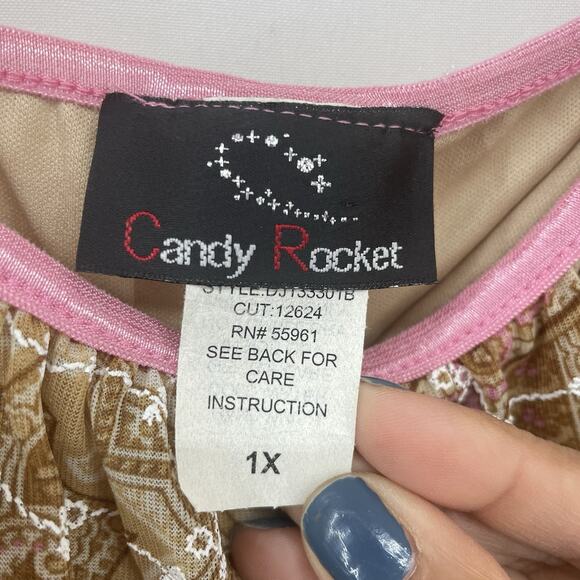 Candy Rocket Size 1X Vintage Y2K Babydoll Mesh Dress Empire Waist Whimsical Lace - Picture 4 of 6